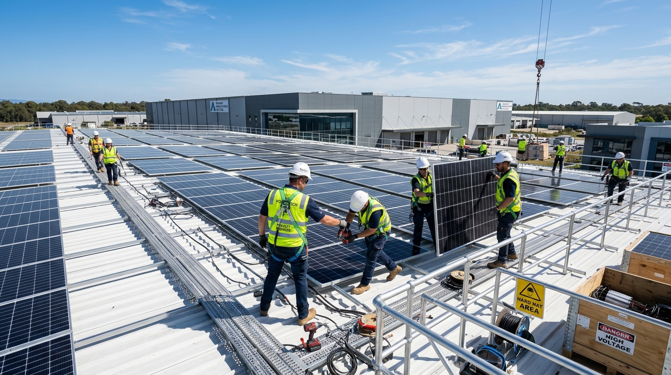Construction of industrial rooftop solar